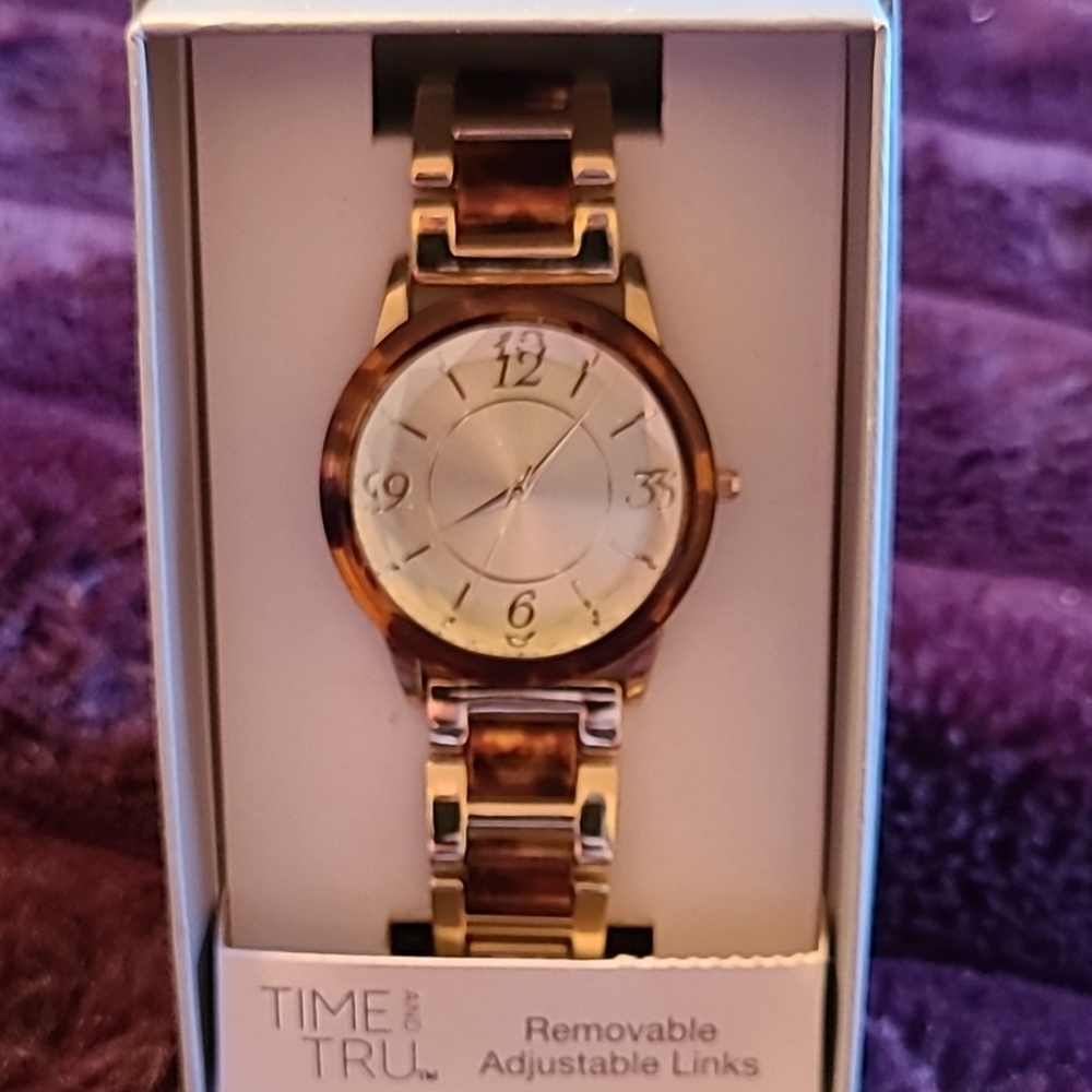 Time and Tru Women's Gold and Tortoise Shell Watches